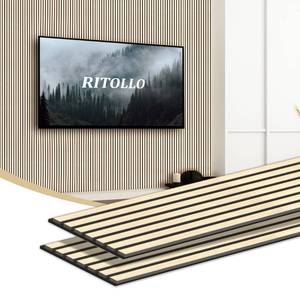 lot 10264 image: Ritollo Wood Panels for Wall and Ceiling, 94.511 Wall Panels for Interior Wall Decor, 3D Wood Slat Wall PanelFluted Sound Absorbing Panel - Oak 2 Pack&nbsp