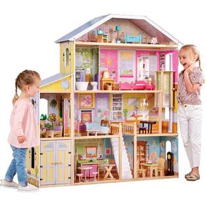 lot 10265 image: KidKraft Majestic Mansion Wooden Dollhouse with 34-Piece Accessories, Working Elevator and Garage, Gift for Ages 3&nbsp