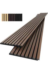 lot 10266 image: Acoustic Wood Wall Panels, 2-Pack 94.5 x 12.6 Soundproof Wall Panels, Wood Slat Wall Panels for Wall Decor, Walnut slight dent