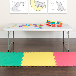 lot 10267 image: Flash Furniture Paige 4.93 Rectangular Plastic Kids Activity Table for School and Home White&nbsp