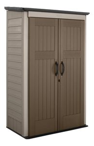 lot 10280 image: Rubbermaid Vertical Resin Outdoor Storage Shed, With Floor (4 x 2.5 Ft), Weather Resistant, Brown, Organization for HomeBackyardGarden ToolsPorchPatio CushionsPool ChemicalsToys&nbsp