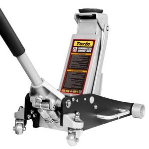 lot 10281 image: Torin T84025B Hydraulic Low Profile Aluminum and Steel Racing Floor Jack with Dual Piston Quick Lift Pump, 2.5 Ton (5,000 lb) Capacity, Black -