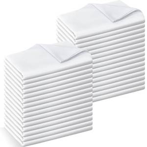 lot 10284 image: Preboun 30 Pack White Flat Sheets Bulk Soft Bedding Sheets Microfiber Top Sheets Bulk Easy Care for Home, Salons, Hotels, Massage Table, Hospital Bed, Spas, Guest Rooms, Dorm(Queen)
