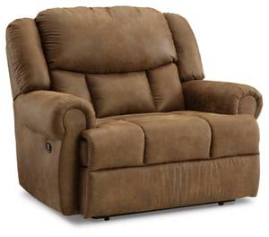 lot 10290 image: Signature Design by Ashley Boothbay Classic Faux Leather Manual Oversized Recliner, Dark Brown