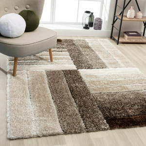 lot 10294 image: Luxe Weavers Shag Plush Geometric Brown 5x7 Area Rug Indoor Carpet&nbsp