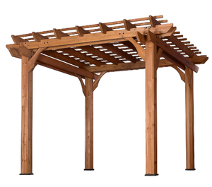 lot 10042 image: Backyard Discovery 10 x 10 Cedar Pergola, Brown 8 (2 BOXES)