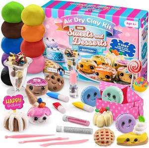 lot 1698 image: Original Stationery Mini Sweets & Desserts Air Dry Clay Kit, 10 Vibrant Colors of Air Dry Clay for Kids and Over 30 Pieces in This DIY kit to Make Miniature Clay Food with Modeling Clay for Sculpting