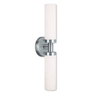lot 1706 image: Livex Lighting 10104-91 Aero 2-Light Bath Light, Brushed Nickel, 4.5Hx18W - Retail $75.92