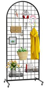 lot 1708 image: VGMiu Grid Wall Panel Display Stand 2 x 5.1 FT Wire Gird Panels Black Retail Display Racks Movable Floorstanding Grid Wall Heavy Duty with Wheel for Art Craft Photo Display Fair Retail Trade Show