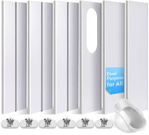 lot 1713 image: SIKADEER Universal Door Seal Kit for Portable Air Conditioner of Exhaust Hose 5.15.9 Inch Diameter with Coupler Adjustable Max Length to 95 Inch AC Vent Kit PVC Seal for Sliding Door