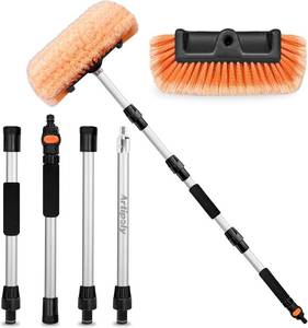 lot 1717 image: ARTIPOLY 72 Car Wash Brush with Long Handle, Flow-Thru Soft Bristle Car Washing Brush with Extendable Handle and Hose Attachment and OnOff Switch for Car, RV, SUV, Truck, Boat, House Siding