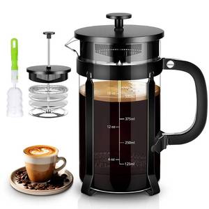 lot 1718 image: YMMIND French Press Coffee Maker 21oz 304 Stainless Steel Coffee Press,with 4 Filters System, Heat Resistant Thickness Borosilicate French Press Glass, BPA-Free Brewed Tea Pot Coffee Plunger