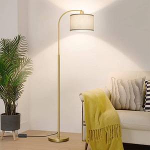 lot 1728 image: Boncoo LED Floor Lamp Fully Dimmable Modern Standing Lamp Arc Floor Lamp with Adjustable Drum Shade, Gold Tall Pole Reading Lamp Corner Light for Living Room Bedroom Study Room, Bulb Included