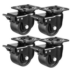 lot 1730 image: W B D WEIBIDA Plate Swivel Caster Wheels 3-inch Heavy Duty of 4400lbs, Low Gravity Center Design Black Caster Wheels with Brake, Durable & Quiet & Sturdy Nylon Wheels for Industrial, Set of 4