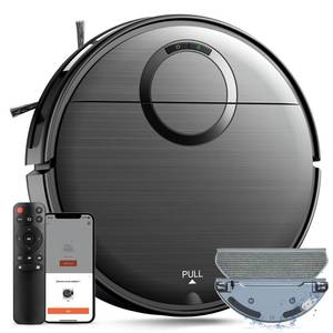 lot 1736 image: Robot Vacuum and Mop Combo, 2 in 1 Mopping Robot Vacuum Cleaner with Schedule, Wi-FiAppRemote, 2000Pa Max Suction, Self-Charging Robotic Vacuum, Slim, Ideal for Hard Floor, Pet Hair, Low-Pile Carpet - Retail $222.16