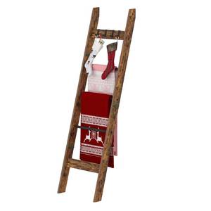 lot 1741 image: Hzuaneri Blanket Ladder Shelf for Living Room, Decorative Quilt Rack with 4 Removable Hooks, 5-Tier Farmhouse Ladder Holder Organizer for Bedroom, Rustic Brown 02101BBR