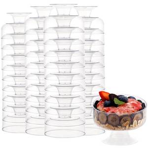 lot 1746 image: supernal 7oz Clear Dessert Cups,60 Pack Plastic Dessert Cups Serves 60 Guests,Ice Cream Cups Disposable,Clear Plastic Appetizer Cups Peferct for Desserts Cocktails Fruit Parfait Trifle Mousse Pudding