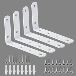 lot 2103 image: Alise Floating Shelf Brackets,White Bracket for Shelves Heavy Duty L Wall Bracket Corner Brace,Stainless Steel Joint Angle Bracket for Wooden Board Hanging Support,5x3 Inch(Pack of 4)