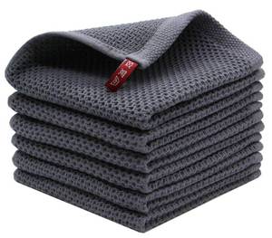 lot 2108 image: MiasDream Natural Cotton Tidy Dish Cloths Rags, Dish Towels for Kitchen, Waffle Weave Kitchen Towels, Soft and Absorbent Kitchen Hand Towel Washcloths, 12inchx12inch 6 Pack(Dark Gray)