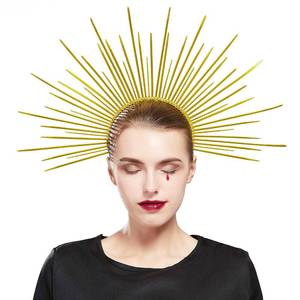 lot 2112 image: Fantherin Womens Goddess Halo Crown Headband - Zip Tie Spiked Angel Headpiece Headdress for Cosplay Halloween Costume Party (Gold)