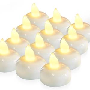 lot 6023 image: Homemory 12 Pack 200 Hours Flameless Floating Candles, Warm White Led Flickering Tealight Candles in Bulk, Decor for Wedding, Party, Centerpiece, Pool, Christmas