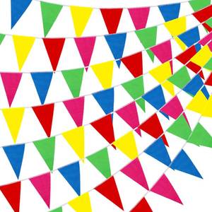 lot 6024 image: YGEOMER 300pcs Colorful Pennant Banner Flags, 375ft Multicolor Banners Carnival Decorations Supplies for Party Birthday and Shops Decorations