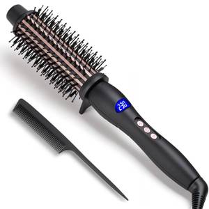 lot 6038 image: Curling Iron Brush, Hair Curling Wand Ionic Hot Brush with Ceramic Tourmaline and LCD Digital Hair Curler for Loose & Volumi Curls, Dual Voltage Travel Gift (Gold)