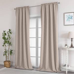 lot 6046 image: OWENIE Camel Curtains 96 Inch 2 Panels Set Extra Long for Livng RoomBedroom, Soft Fabric Rod Pocket Curtains, 3D Embossed Textured Elegant Pattern, 2 Pcs Each 42 Wide x 96 Long, Camel