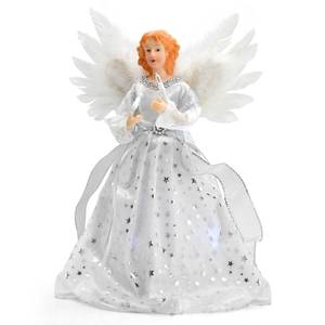 lot 6047 image: Christmas Angel Tree Topper Lighted - Angel Tree Top with Light and Remote Control Function Christmas Tree Decoration with Feather Wings for Indoor Home Party Holiday Xmas Tree Decoration, Silver
