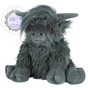 lot 6050 image: SuzziPals Highland Cow Stuffed Animal, Microwavable Stuffed Animals Heating Pad for Period Cramps, Highland Cow Plushies for Stress Relief, Lavender Scented Black Highland Cattle, Highland Cow Gifts