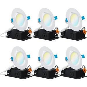 lot 6362 image: Sunco Lighting 6 Pack Recessed LED Lights Canless 4 Inch Eyeball Gimbal 12W, Selectable 2700K3000K3500K4000K5000K, Angled Directional Light with Jbox, Ultra Slim Dimmable, ETL