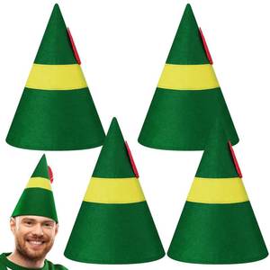 lot 6371 image: 4 Pcs Christmas Elf Hat Adults Christmas Elf Costume Accessories Christmas Hat Santa Hats the Elf Hat for Women Men (Bright Style)