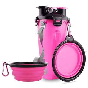 lot 6374 image: Guardians Dog Travel Water Bottle Collapsible Bowls, 2 in 1 Pet Food Container with Collapse Bowls, Outdoor Portable Water Bowls for Walking, Traveling, Camping and Hiking (Pink)