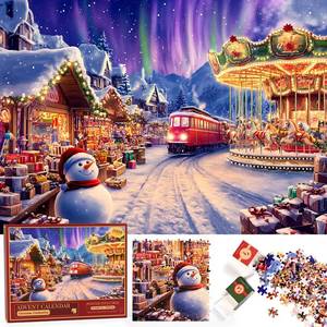 lot 6375 image: Homlouue Advent Puzzle Calendar 2024, Puzzle Advent Calendar for Kids, Adults, Jigsaw Puzzles 1008 Pieces, 24 Days Christmas Countdown Calendar, 27.56  19.68 Inch