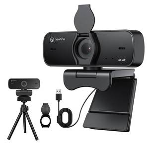lot 6376 image: N newline 4K Webcam for PC, 4K UHD USB Webcam with Microphone, Auto Focus, Low Distortion, Privacy Cover, PC Camera wTripod Stand for Zoom, Skype, Teams, Laptop, Conferencing, Calling, NewEye 60