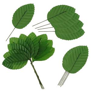 lot 6379 image: Artificial Leaves 200 Pcs Green Leaves For Crafts Silk Fake Leaves Bulk Faux Wired Single Leaf Wire Crafts Leaves Plastic Artificial Flowers Silk Leaves For DIY Wreaths Wedding Christmas (Dark Green)