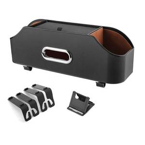 lot 6396 image: Jimikay Car Headrest Back Seat Organizer with 2 Cup Holder & Tissue Box and Storage Box Hook kids Car Food Sauce Storage Holder Car Interior Accessories for Driving, Travel, Road