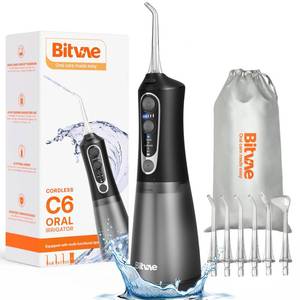 lot 6400 image: Bitvae C6 Water Dental Flosser for Teeth Pick, Cordless Flosser for Travel with 6 Jet Tips, 3 Modes 5 intensities, IPX7 Waterproof Portable & Rechargeable Oral Irrigator Cleaner, Black