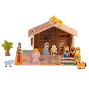 lot 6402 image: PRISP Wooden Nativity Scene for Kids - 20pcs Set