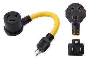 lot 6419 image: ONETAK NEMA 5-15P to 10-30R 120V 15 Amp 3 Prong Male Plug to 3 Prong Female Receptacle ONLY for 120V Device EV Charger Welder Power Cord Adapter