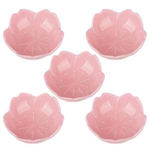lot 6421 image: WHJY Pink Cherry Blossom Dish Set, Cute Pink Ceramic Plates, SauceSeasoning Dish, Sushi Dishes, Soy Dipping Bowl, Dessert, Appetizer Plates, Serving Dish for Kitchen Home �� Set of 5