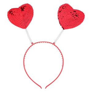 lot 6442 image: Lurrose Heart Headband Red Sequin Love-shaped Head Boppers Party Hair Accessoires for Holiday Festival