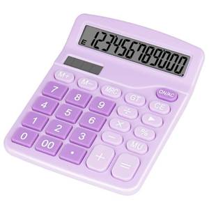lot 6456 image: DANRONG Cute Purple Desktop Calculator with Big Buttons, Dual Power Source, Solar and Battery, Large Display Screen - Perfect for Office, Teachers, and Students (Purple)