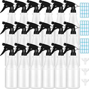 lot 6493 image: Yinder 18 Pcs 16 Oz Plastic Spray Bottle Bulk Empty Refillable Spray Bottles for Cleaning Solution Leak Proof Water Sprayer Bottle with Adjustable Nozzle MistStream Mode (Black)
