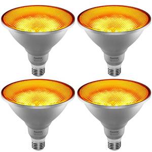 lot 6494 image: Familite LED Bug Light Bulbs, 1900K Yellow Outdoor PAR38 Flood Lights, Dusk to Dawn Auto OnOff Porch Lights, IP65 Waterproof, Replace up to 100W for Garage Hallway Yard Porch, 4 Pack