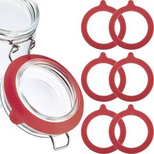 lot 8015 image: A 8 Pieces 3.75 Inches Silicone Jar Gaskets Replacement Silicone Seals Airtight Silicone Gasket Sealing Rings for Regular Mouth Canning Jar (Red)