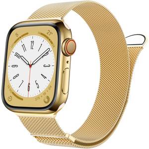 lot 8022 image: MARGE PLUS Compatible with Apple Watch Band Series 10, Ultra 2, SE, Ultra 9 8 7 6 5 4 Women and Men, Stainless Steel Mesh Loop Magnetic Clasp Replacement for iWatch Bands 38mm 40mm 41mm 42mm Gold
