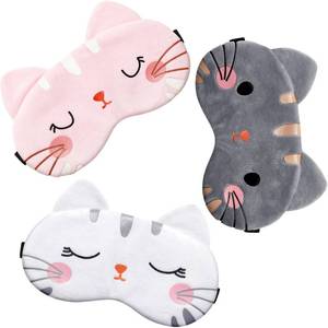 lot 8026 image: Cute Eye Mask for Sleeping 3 Pieces Cartoon Dog Face Eye Cover Funny Animal Cat Sleeping Mask Soft Lightweight Night Sleep Eye Masks Kitty Eye Mask Blindfolds for Women Men Kids (Cat)