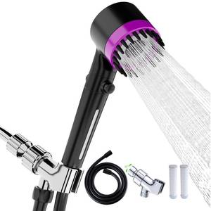 lot 8029 image: High Pressure Handheld Shower Head High Pressure Shower Heads- High Flow Even with Low Water Pressure - Hand Held Showerhead Set with 59��Replacement HoseBracket and Cotton Filters (Black)