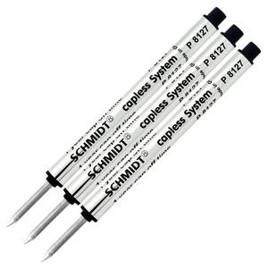 lot 8030 image: SCHMIDT 3 Pack P8127 Short Capless Rollerball - Black Ink